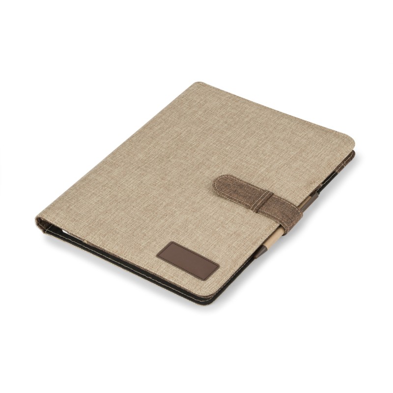 Conférencier A4 OXFORD lin marron personnalisable gravure | Apothiclick