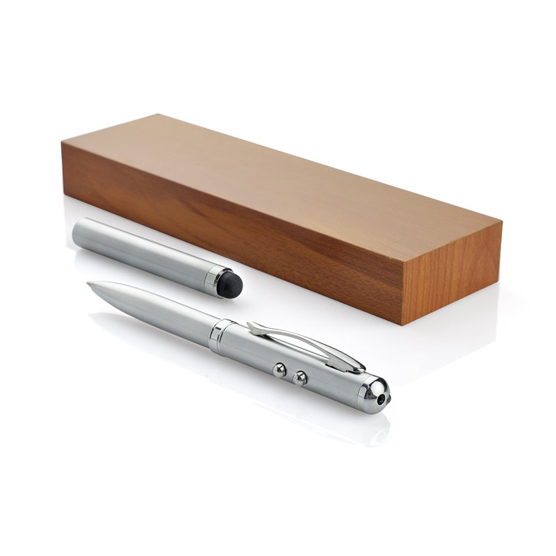 Pointeur laser PRES 4-en-1 argent gravé | Apothiclick