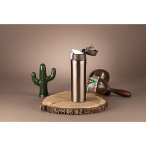 Mug isotherme LOCK 440 ml marron personnalisable gravure | Apothiclick