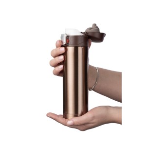 Mug isotherme LOCK 440 ml marron personnalisable gravure | Apothiclick