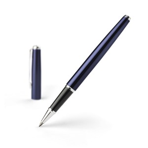 Stylo roller GLOW bleu marine métal personnalisable gravure | Apothiclick