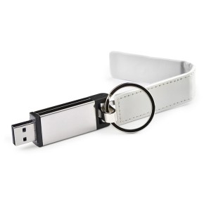Clé USB BUDVA 32 Go blanc PU métal personnalisable gravure | Apothiclick