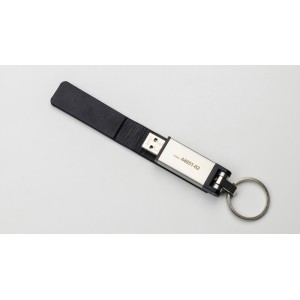 Clé USB BUDVA 32 Go noir PU métal personnalisable gravure | Apothiclick