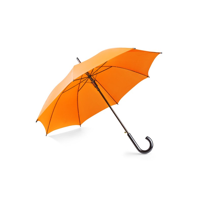 Parapluie STICK orange automatique poignée bois personnalisable | Apothiclick