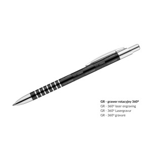 Stylo aluminium RING noir personnalisable gravure | Apothiclick