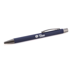 Stylo GOMA bleu marine soft touch personnalisable gravure | Apothiclick