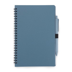 Carnet A5 avec stylo TRESA bleu paille de blé personnalisable | Apothiclick
