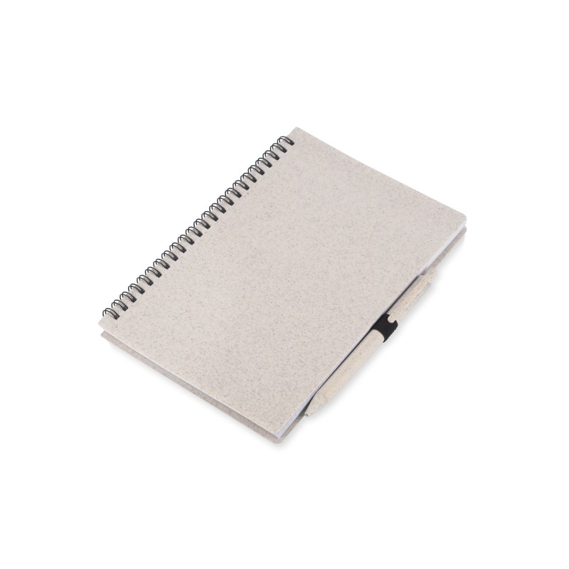 Carnet A5 avec stylo TRESA beige paille de blé personnalisable | Apothiclick