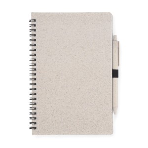 Carnet A5 avec stylo TRESA beige paille de blé personnalisable | Apothiclick