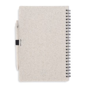 Carnet A5 avec stylo TRESA beige paille de blé personnalisable | Apothiclick