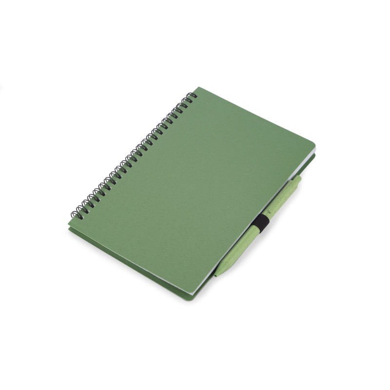 Carnet A5 avec stylo TRESA vert paille de blé personnalisable | Apothiclick