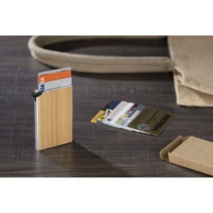 Étui cartes RFID RENE aluminium bois personnalisable | Apothiclick