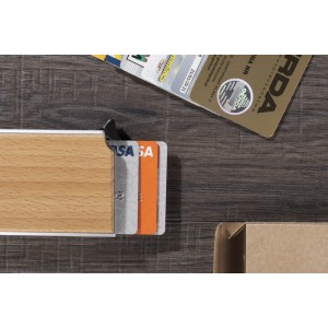 Étui cartes RFID RENE aluminium bois personnalisable | Apothiclick