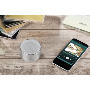 Enceinte Bluetooth POP métal argent personnalisable | Apothiclick