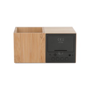 Organiseur de bureau BAMBOO avec horloge LED – Calendrier, alarme et thermomètre