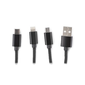 Câble USB 3-en-1 TAUS – Câble multifonction micro USB, Lightning et USB-C