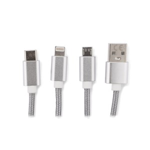 Câble USB 3-en-1 TAUS – Câble multifonction micro USB, Lightning et USB-C