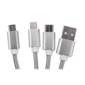 Câble USB 3-en-1 TAUS – Câble multifonction micro USB, Lightning et USB-C