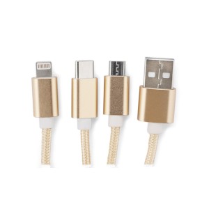 Câble USB 3-en-1 TAUS – Câble multifonction micro USB, Lightning et USB-C