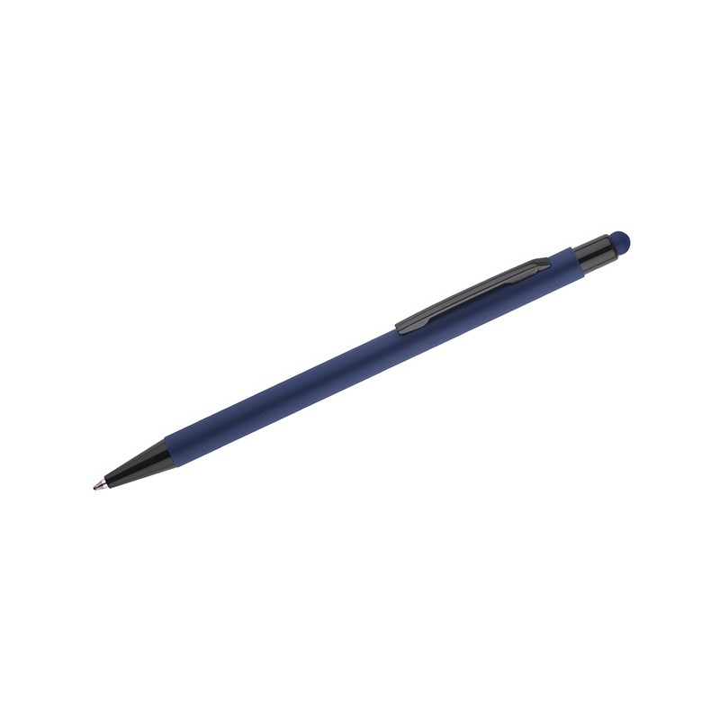 Stylo à bille tactile fin en aluminium – Stylo design bleu professionnel