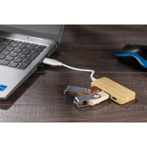 HUB USB en bambou avec prise remplaçable - RIVO