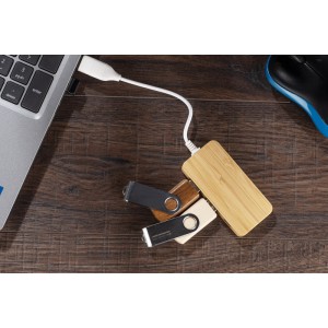 HUB USB en bambou avec prise remplaçable - RIVO