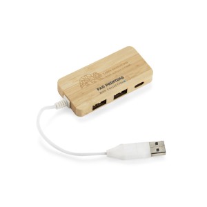 HUB USB en bambou avec prise remplaçable - RIVO