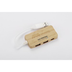 HUB USB en bambou avec prise remplaçable - RIVO