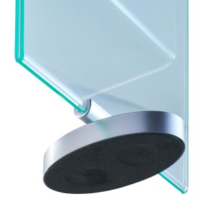 Présentoir en T A5, pivotant, acrylique aspect verre et pied A5