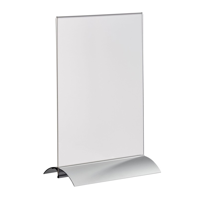 Présentoir A5 en T avec pied à pince en aluminium | portrait