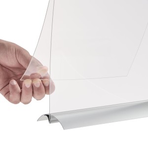 Présentoir A5 en T avec pied à pince en aluminium | portrait