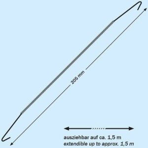 Crochet ressort 1,5 m-max. 1 000 g