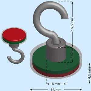 Crochet magnétique – Néodyme 16 mm