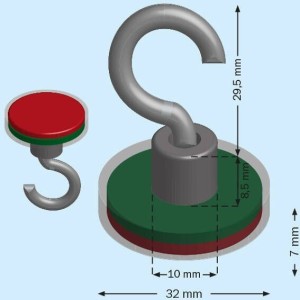 Crochet magnétique – Néodyme 32 mm