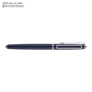 Stylo roller GLOW bleu marine métal personnalisable gravure | Apothiclick