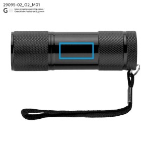 Lampe de poche RAY 9 LED noire personnalisable gravure | Apothiclick