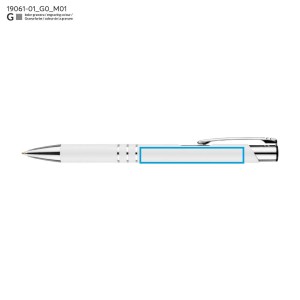 Stylo métal KALIPSO blanc encre bleue gravé | Apothiclick