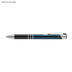 Stylo métal KALIPSO noir encre bleue gravé | Apothiclick