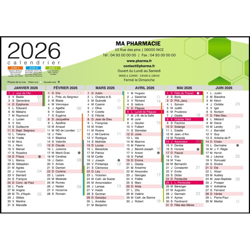 Calendrier souple A3 29.7 x 42