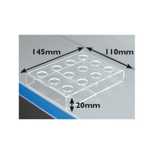Présentoir de tubes à poser – Palette 12 trous Ø 20 mm – Plexi transparent 2 mm
