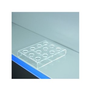 Présentoir de tubes à poser – Palette 12 trous Ø 20 mm – Plexi transparent 2 mm