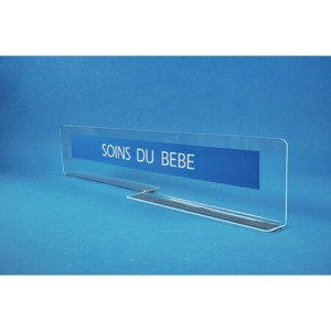 Bandeau recto/verso pour haut de gondole – Plexi transparent 3 mm – Semelle magnétique (imprimé)