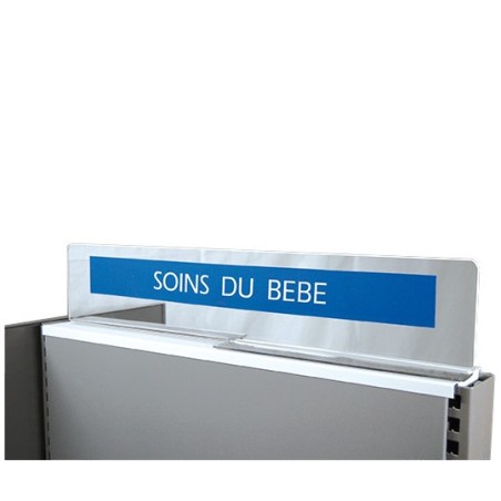 Bandeau recto/verso pour haut de gondole – Plexi transparent 3 mm – Semelle magnétique (imprimé)
