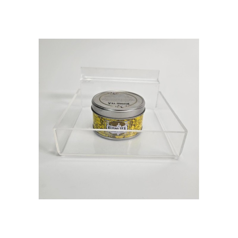 Bac produit à fixation en fond de lame – Pour fond de rayon rainuré – Plexi transparent 3 mm (H 30 mm)