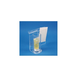 Présentoir tube plexi fond de lame + porte-étiquette A6 – Plexiglas transparent 3 mm (modèle déposé)