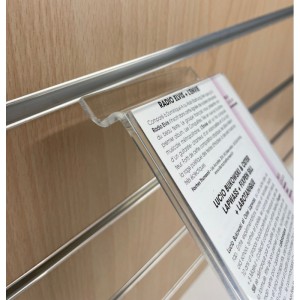 Porte-étiquette pour fond de lames – Rainure mobilier lamé – PET 1 mm ou Plexiglas 3 mm (sans étiquette)