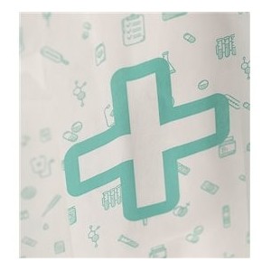 Sac en papier blanc 35 g – Spécial pharmacie – 14 + 7 × 27 cm (recyclable)