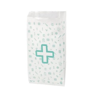 Sac en papier blanc 35 g – Spécial pharmacie – 14 + 7 × 27 cm (recyclable)