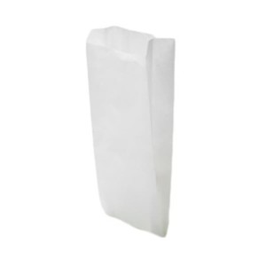 Sac en papier blanc 35 g – Spécial pharmacie – 14 + 7 × 27 cm (recyclable)