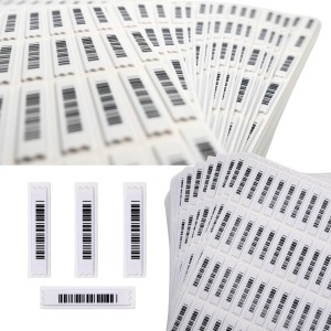 Étiquette souple antivol EAS AM 58 kHz DR avec code-barres – Autocollante – Blanc